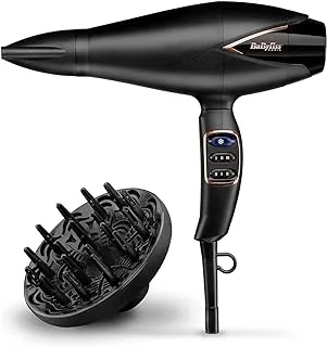 BaByliss Digital Dryer | 2200w With An Advanced Digital Motor| 3 Heat / 2 Speed Settings With Super Ionic Frizz-control | Lightweight & 10 Years Motor Guarantee | D665SDE(Black )