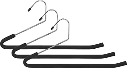 Whitmor Chrome & Foam Slack Hangers, S/3, Black, 0.46 x 14.375 x 6.5 inch