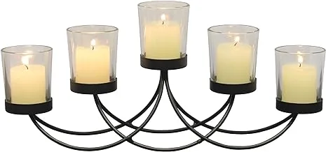 Briarwood Black Metal Votive Candelabra, Decorative Candle Centerpiece, Elegant Holders, Centerpiece for Weddings, Parties, Dining Table, and Mantel