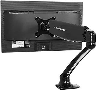 MAHMAYI OFFICE FURNITURE Fleximounts Gas Spring Desk Monitor Arm Adjustable Monitor Mount Stand For 10-27 Inches Lcd Screen,With Clamp Or Grommet Desktop Support Single Arm, Black, Mount-Stand-Blk