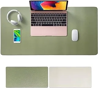 SKY-TOUCH Mouse Pad Large Leather Computer Desk Pad Office Desk Mat Extended Gaming Mouse Pad, Non-Slip Waterproof Dual-Side Use Desk Mat Protector 80cm x 40cm (Green/Silver)