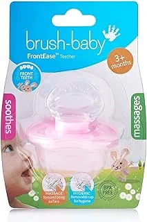 Brush-Baby FrontEase Teether, Soothing Silicone Teething Relief for Front Gums, Ideal for Babies 3-36 Months, Baby Oral Care and Teething Comfort, BPA-Free and Dishwasher Safe - Pink