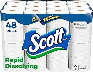 Scott Rapid-Dissolving Toilet Paper, 48 Double Rolls (6 Packs of 8) = 96 Regular Rolls, 231 Sheets Per Rolls