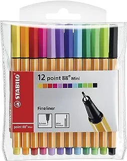 STABILO Point 88 Mini - Fineliner - Wallet of 12 (Assorted Colours)