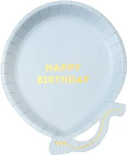 Talking Tables We Heart Birthdays Balloon Plate 12-Pieces Set, 7-Inch Size, Blue