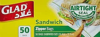 Glad Zipper Sandwich Bags Size 14.4cm x 16.5cm 50pcs