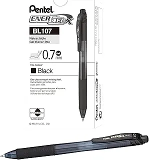 Pentel BL107A EnerGel-X Retractable Roller Gel Pen.7mm, Black Ink, Pack of 12