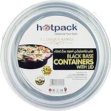 Hotpack Disposable Microwaveable Round Black Base, Meal Prep Container 32 ounce with Clear Lidm, 5 Pieces