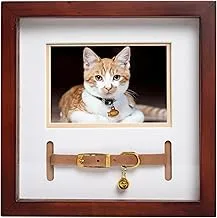 Pearhead pet collar keepsake frame, memorial photo owner home decor, cat or dog espresso