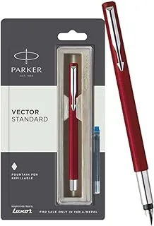 Parker Vector Standard CT Fountain Pen (Red) With Free Cartridge