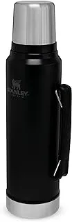 Stanley Classic Legendary Bottle 1L / 1.1QT Matte Black – BPA FREE Stainless Steel Thermos | Keeps Cold or Hot for 24 Hours | Leakproof Lid Doubles as Cup | Dishwasher Safe