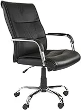 Mahmayi Nova 2203 High Back PU Leather Ergonomic Chair Computer Chair with Thick Padded Armrest & Lumbar Support for Home & Office, PU Leather Executive Chair, Ergonomic Computer Desk Chair, Black