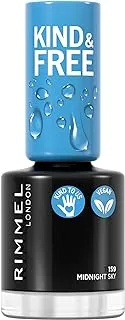 Rimmel KIND & FREE Clean Nail Polish - Breathable Top Coat Plant-based Formula To Animals Vegan 8 ml 25oz, shade 159 Midnight Sky