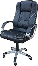 MAHMAYI OFFICE FURNITURE Bruno 0078 Executive Pu Chair - Office Chair With Silver Painted Nylon Base - High Back (Black)