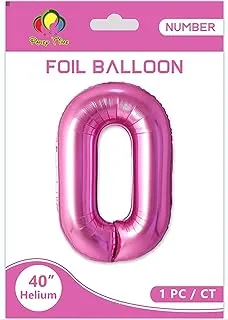 PARTY TIME - 1 Piece Pink Number 0 Foil Balloon - Large Balloon Party Decoration | Number For Hanging Balloons Wedding Anniversary Birthday Party Decorations (40 Inches)