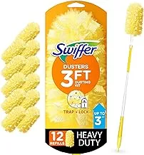 Swiffer DUSters Heavy Duty Extender Starter Kit, Ceiling Fan DUSter, 13 Piece Set (1 Handle, 12 DUSters)