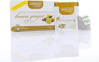 Hemani Lemon Ginger Herbal Tea 20 Bags,100% Aromatic Spice Tea, Cures Against Cold And Flu, Boost Immune System