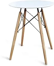 Mahmayi Tj Hyt08 60Dia Round Pantry Table With Quad Wooden Leg Base White, Tables 60X60