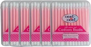 Cool & Cool Paper Ear Buds - 50's (Pack of 6) - Pink - Round Thick Tips,Cotton Swabs,100% Cotton,Double Tipped,Hygienic,Gentle & Safe Swabs for Ears - 300 Pieces