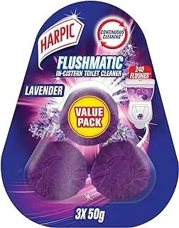 Harpic Flushmatic Lavender In-Cistern Toilet Cleaner, 50G (3 Blocks)