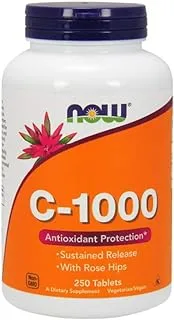 Now Foods فيتامين C-1000 مع ورد الوركين ، الإصدار المستدام - 250 قرص