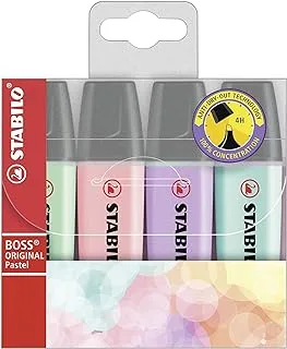 Stabilo Highlighter Pen - BOSS ORIGINAL Pastel - Wallet of 4 (Assorted Colours)