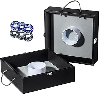 Franklin Sports Washer Toss Set — Includes 2 Tournament Size Washer Toss Targets and 6 Steel Washers — Easy Carry Handles and Metal Hatch