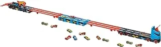 Hot Wheels Speedway Hauler Storage Carrier with 3 1:64 Scale Cars for Kids 4 to 8 Years Old