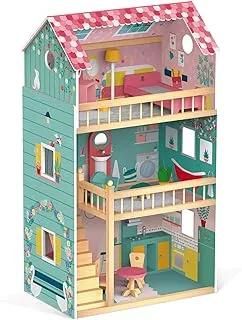 Janod J06580 Happy Day Doll House (Wood), Pink/Green