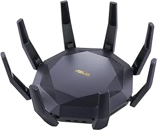 ASUS RT-AX89X AX6000 Dual Band WiFi 6 Router, 802.11ax 6000Mbps, Lifetime Free Internet Security, AiMesh, MU-MIMO, 8 Gb LAN Ports, Dual 10G Ports - Black