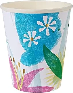 Meri Meri Ts Painted Flowers Cups 8 Pieces, 9 Oz Capacity