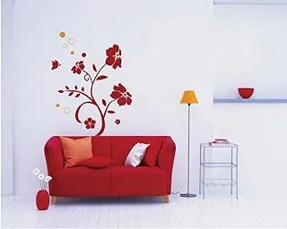 StickieArt Red Floral Wall Stickers, Home Decoration DIY Removable Wall Decals for Living Room Bedroom, Medium, 50 x 70 cm, STA-173