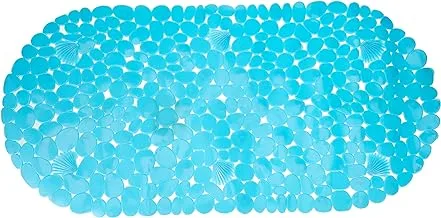 PVC NON-SLIP BATH MAT 69X35CM - BLUE, Medium