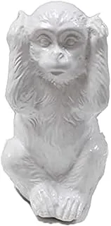 Dubai Garden Centre IL Ears Covering Ceramic Monkeys Sculpture, White