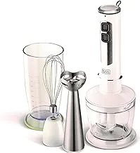 Black & Decker 400W 4 In 1 Stainless Steel Stem Hand Blender With Chopper and Whisk White SB4000-B5,2 years warranty