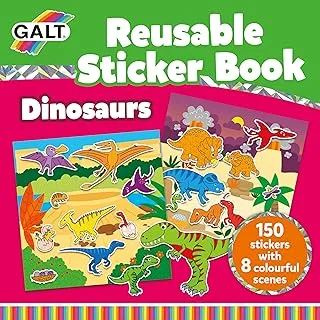 Galt Reusable Sticker Book-Dinosaurs, multicolor, 21 x 0.5cm approx, 1005101