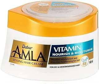 Dabur Amla Vitamin Nourish and Moisturize Styling Hair Cream | Repairs, Protects & Smooths | For Long and Lifeless Hair - 140ml