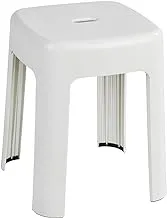 WENKO Alaska Bathroom Stool, Polypropylene, Sturdy Seat for Showering, Comfortable, Non-Slip Feet, Home Accessory, 37x45.5x37cm, White