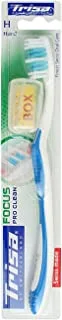 Trisa Focus Pro Clean Hard Adult Toothbrush with Travel cap, Finest Swiss Oral Care, Assortment Color, 1 pc.