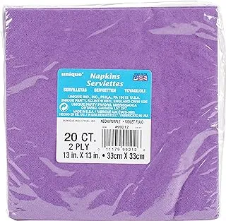 Unique Party 99212 - Neon Purple Paper Napkins, Pack Of 20