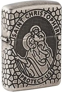 Zippo Antique Saint Christopher Windproof Lighter, Silver one size 49160