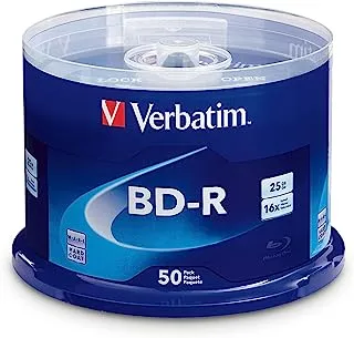 قرص وسائط قابل للتسجيل من Verbatim Bd-R 25GB 6X Blu-Ray 50Pk Spindle 98397