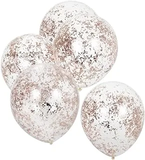 Ginger Ray Confetti Filled Balloons 5-Pieces, 12-Inch Size, Rose Gold