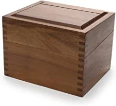 Ironwood Gourmet Acacia Wood Recipe Box with Divider Tabs, 2 Compartment, Single