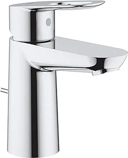 GROHE BauLoop Single Lever Basin Mixer | S-Size | With Plastic Pop-Up Waste Set | Water Saving Bathroom Tap | Bathroom Fixtures | Chrome | 23335000