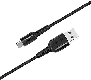 Porodo Metal Braided Type-C Cable 1.2m, Flexible, Fast Charging Cable Power Delivery, High Speed Data Transfer- Black - PD-CMETRP12-BK