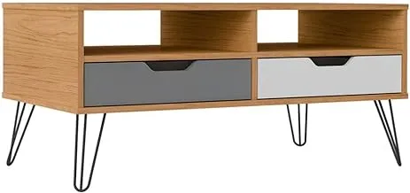 Artely Estocolmo Coffee Table with meltal legs, Oak, Graphite, White - W 100 x D 54 x H 45 cm