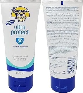 Banana Boat Ultra Protect Sunscreen Lotion-SPF30-Aloe-Vera-Contains Vit E & C-Lightweight-Water resistant-Avotriplex Formula-UVA/UVB Protection-Quick Absorption-Non Greasy-Prevent Sunburn-90ML