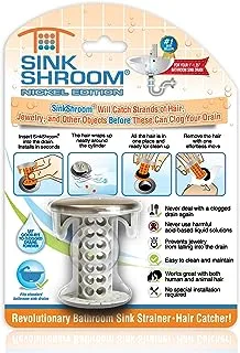 Sinkshroom Revolutionary Bathroom Sink Drain Protector Hair Catcher, Strainer, Snare, Nickel Edition