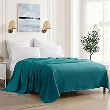 Sweet Home Collection 100% Fine Cotton Blanket Luxurious Weave Stylish Design Soft and Comfortable All Season Warmth, King, Teal